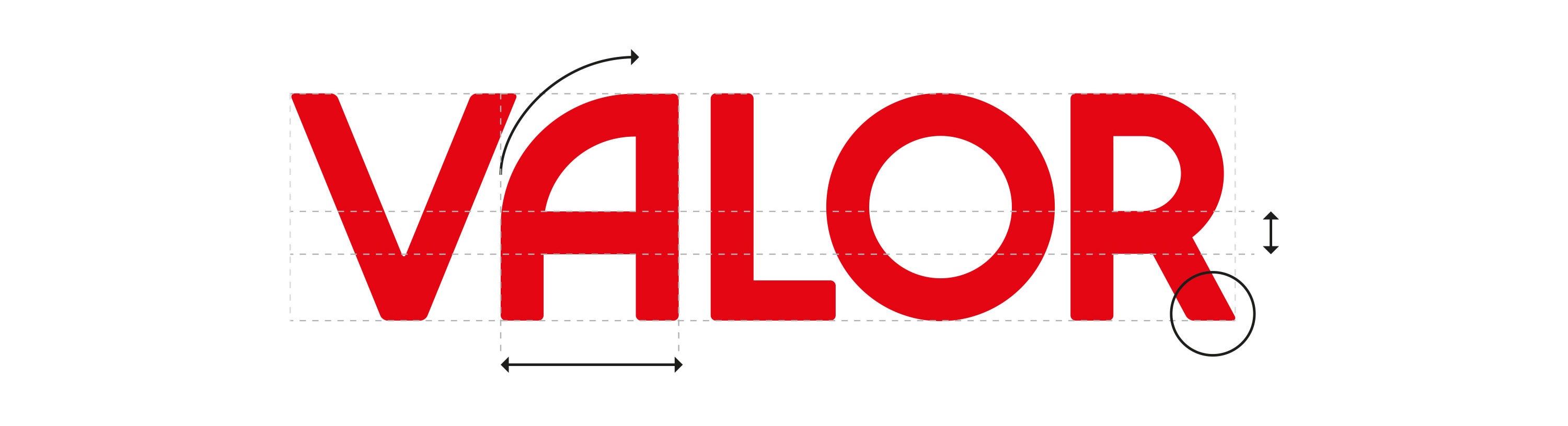 Construcción tipográfica del logotipo de VALOR Construcción tipográfica del logotipo de VALOR
